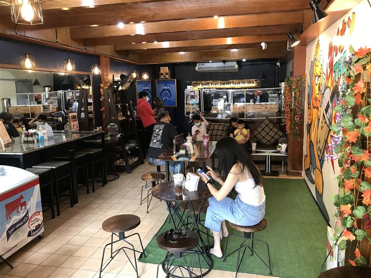 Customers sitting in The Lion's Crown